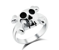 Skull with Bone Surgical Steel Rings SKR-17